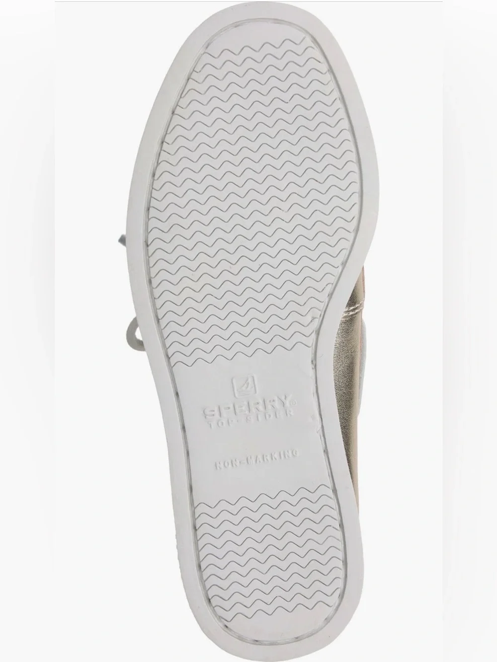 Sperry Metallic Gold Kids Moccasin with Light Gray Laces